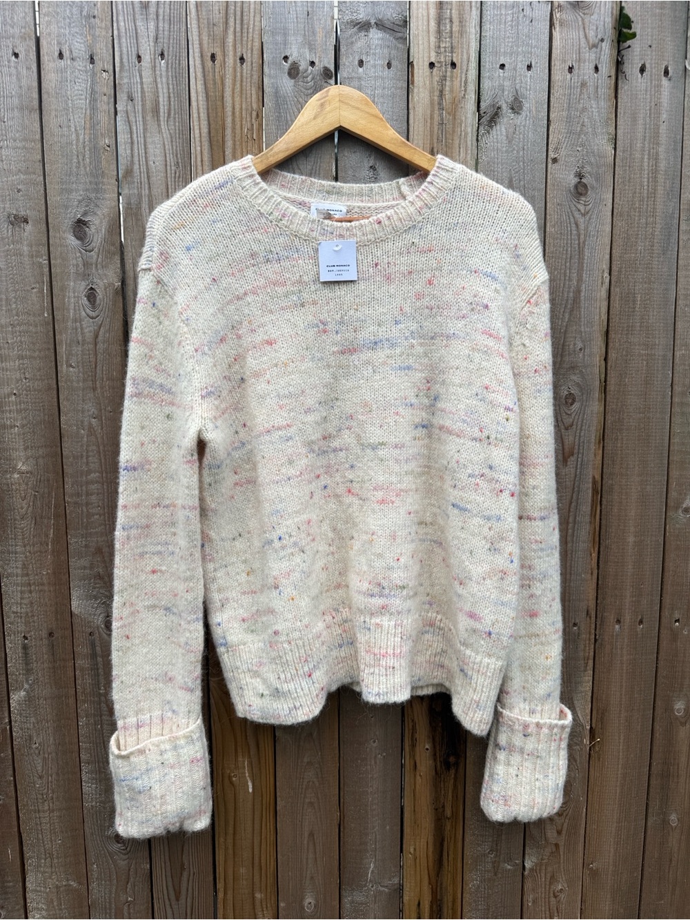 Club Monaco Cream Multicolor Speckled Crewneck Sweater